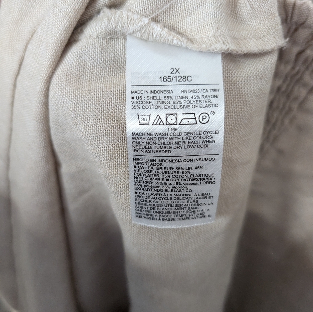 New Old Navy Womens Dress Linen Beige Short Sleeve Button Plus Size 2X NWT - Picture 5 of 5